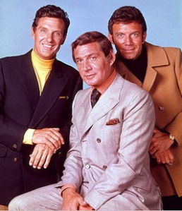 Robert Stack, Gene Barry and Franciosa in a publicity still for The Name of the Game