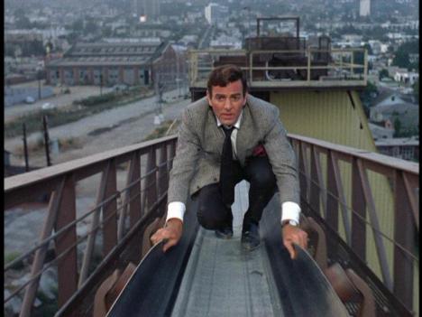 Mike Connors in a first-season episode of Mannix, an iconic image used in the show's main titles.